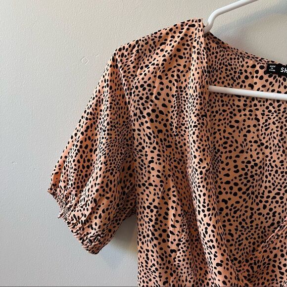 SHEIN Cross Front Polkadot Midi Dress Size Medium - Picture 2 of 5